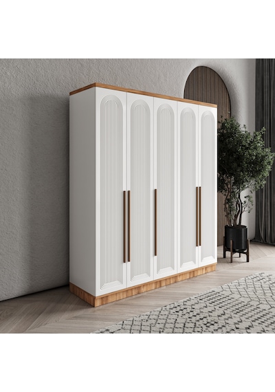 Rosa 5 Kapaklı Komple Mdf Gardırop - Elbise Dolabı