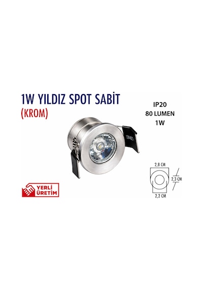 Lampist 1w Yıldız Spot Sabit Krom Amber