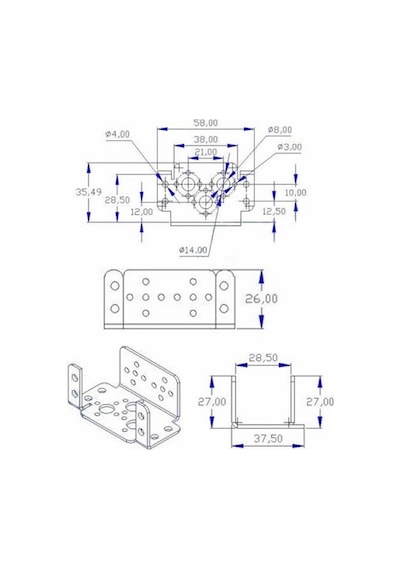 Servo Motor Metal Montaj Parçası Braket MG995 MG996R S3003 TD-8120MG Alüminyum Tutucu