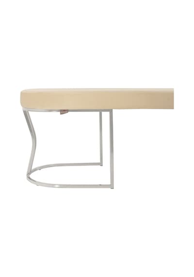 Viego Silver Smooth- Krem Kapitoneli Model Puf & Bench & Koltuk- Oturak-uzun Makyaj Puff-yatak Odası Ucu &önü