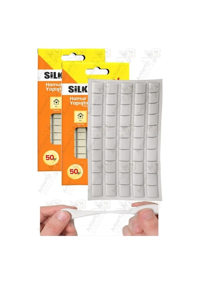Hamur Yapıştırıcı Tack-it 50gr 2 Paket Silka 65 Parça Macun Sakız Yapıştırıcı Takıt Çerçeve Afiş Duvar