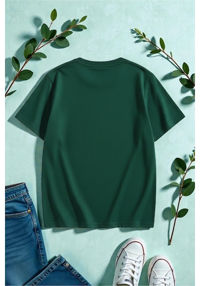 Uyguntarz Unisex Love Me More Baskılı Tasarım Tshirt Yeşil
