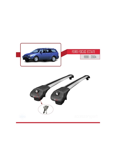 Ford Focus Estate C170 1998-2004 Arası İle Uyumlu Ace-1 Ara Atkı Tavan Barı Gri