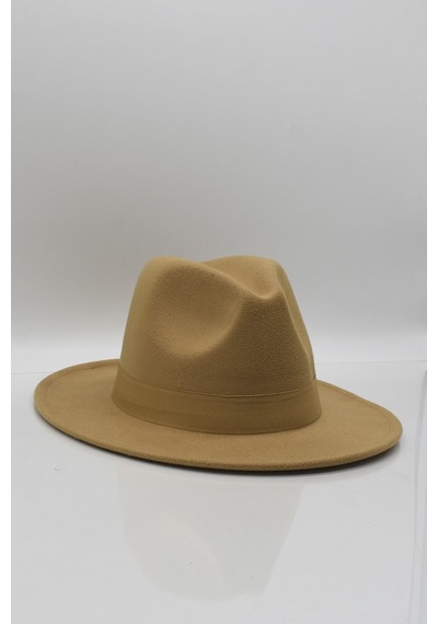 Külah Kadın Taba Şapka Trend Fötr Kovboy Fedora Şapka - Standart Taba