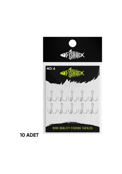 Üçlü İğne - Nikel Üçlü Kanca - Fishack 3210 - 10 Adet - No: 6