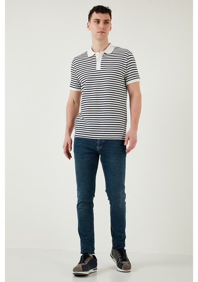 Buratti Pamuklu Regular Fit Çizgili Erkek Polo Yaka T Shirt 5903009 Indigo