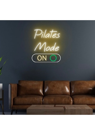Pilates Mode On Yazılı Neon Tabela Turuncu