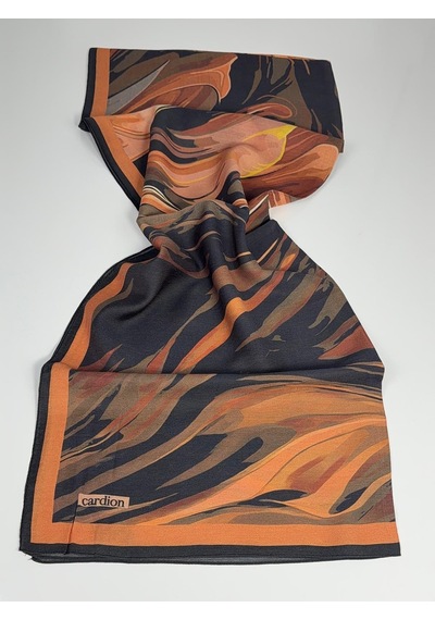 Cardion Pamuk İpek Şal - 70 X 180 - 06302 Siyah - Kiremit