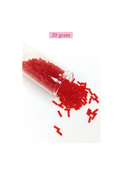 Uzun Boru Kesme Boncuk Çap 2mm Uzunluk 10 Mm - 20 Gram - Kırmızı - Bnc245