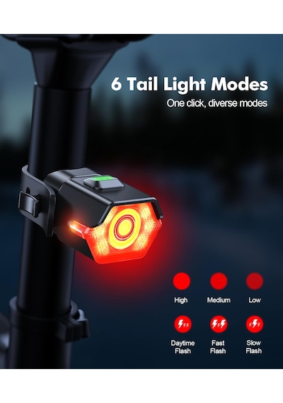 Ht-27 Şarjlı Bisiklet Işığı Ön Arka Flaşlı Usb 4 Mod Stop Lambası Aydınlatma Işık Seti Ip65 Su Geçirmez Lamba Motosiklet Yan Işık Siyah
