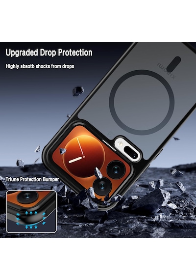 Xiaomi 17 Pro Max Uyumlu Kılıf Kamera Çevresi Korumalı Mat Siyah Magsafe Şarj Destekli