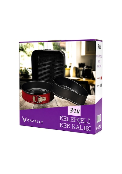 3 Parça Yuvarlak - Renkli Kelepçeli Metal Kek Kalıp 24-26-28cm 5570 Çok Renkli