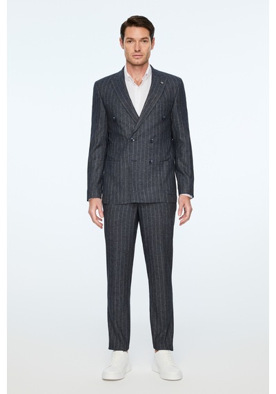 Morven Erkek Lacivert Keten Trend Çizgili Slim Fit Sivri Yaka Kruvaze Takım Elbise 26ys001004200 Lacivert Morven Erkek Lacivert Keten Trend Çizgili Slim Fit Sivri Yaka Kruvaze Takım Elbise 26ys001004200 Lacivert