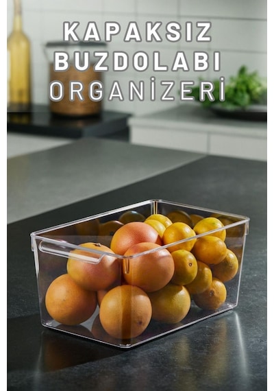 Buzdolabı Dolapiçi Düzenleyici Organizer Kapaksız Tekli Maxi Şeffaf