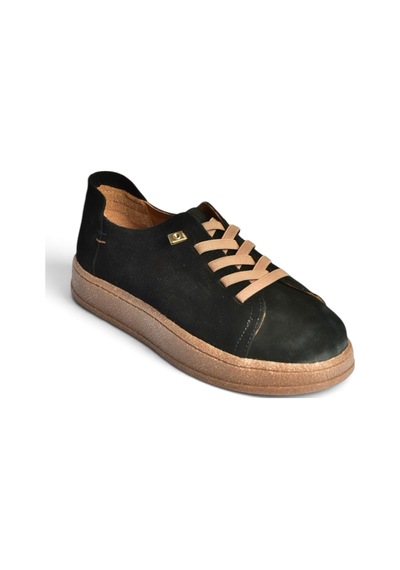 Fox Shoes V999060502 Siyah Hakiki Deri Süet Kadın Spor Ayakkabı Sneakers