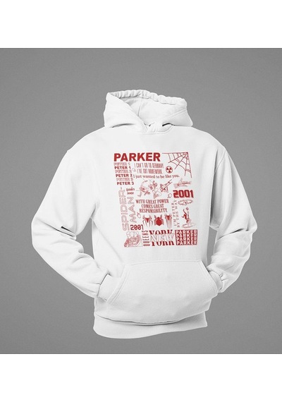 Sevbano Parker Spider-man Baskılı Unisex Oversize Örümcek Adam Hoodie Beyaz