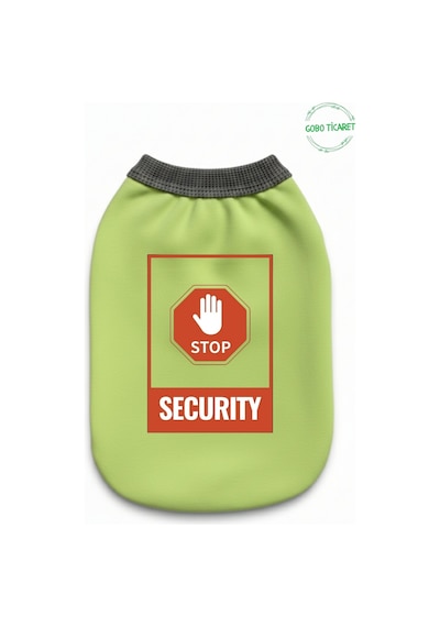 Yeşil Stop Security Güvenlik Baskılı Kedi Ve Köpek Kıyafeti Tişörtü Elbisesi Medium/m/beden 2