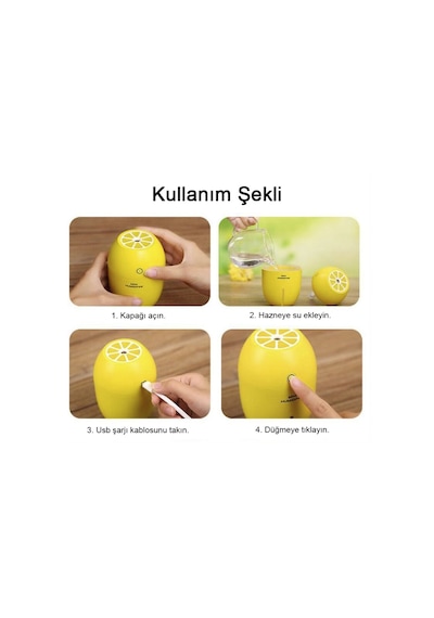 Limon Tipi Işıklı Mini Hava Nemlendirici 180 ML