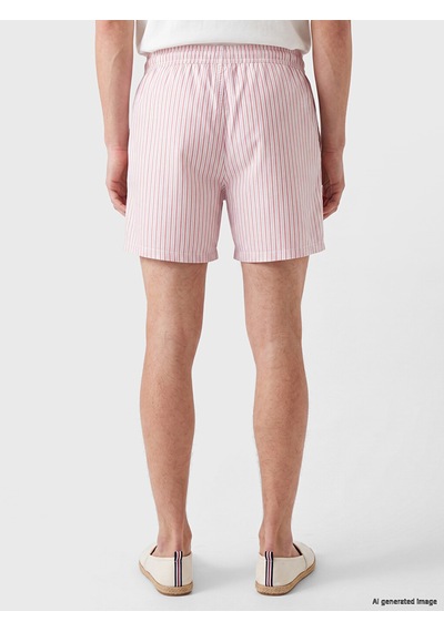 Lcw Swımwear Pembe Kısa Boy Beli Lastikli Çizgili Erkek Deniz Şortu