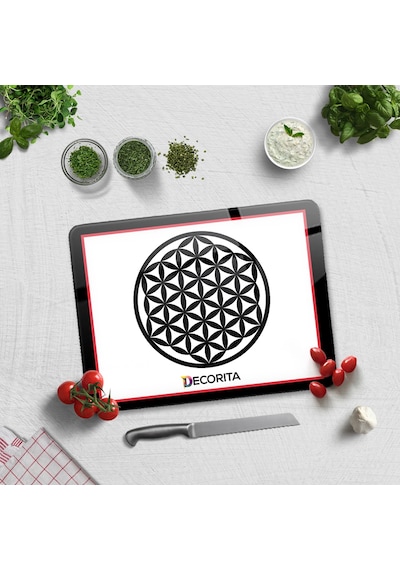 Decorita Cam Kesme Tahtası Cam Kesme Tablası Decorita Logolu Kırmızı - Siyah 30 x 40 CM