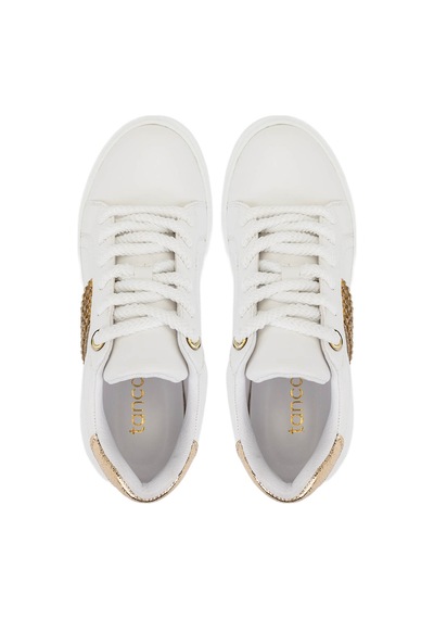 Tamer Tanca Kadın Suni Deri Beyaz Sneakers & Spor Ayakkabı 735 04 Bn Ayk Sk25-26 Beyaz/dore Beyaz