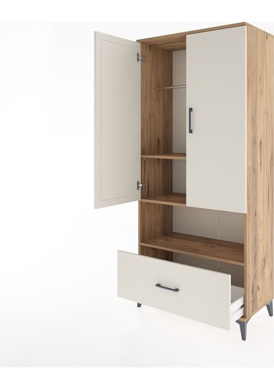 Hyperion Dolap 3 Raflı Tek Çekmeceli Tek Askılı 88x44x195 Çam-aytaşı Atlas Çam