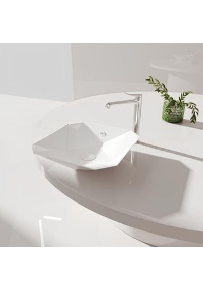 Elmas Beyaz Deliksiz 40 Cm Lavabo İle Estetik 508 Yeşil