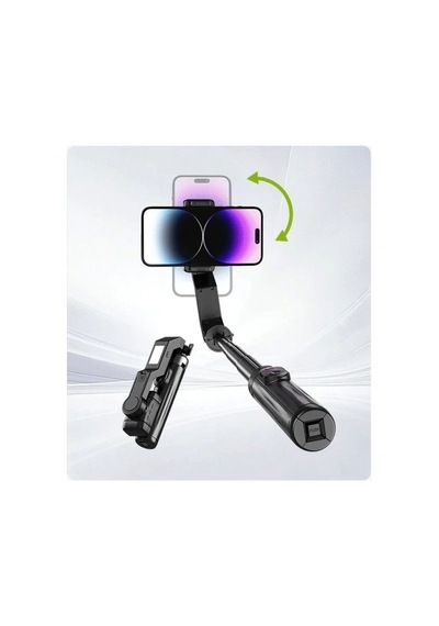 Işıklı Gimbal Destekli Tripod Bluetooth Kumandalı 100 Cm Selfie Çubuğu Ayarlanabilir Telefon Tutucu