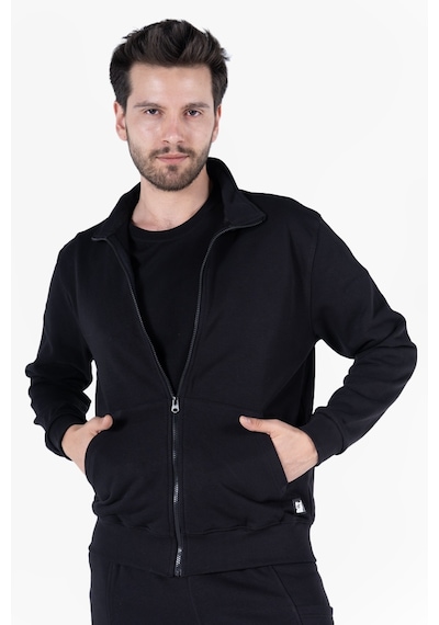 Owl 9150 Diagonel Fermuarlı Sweatshirt Siyah
