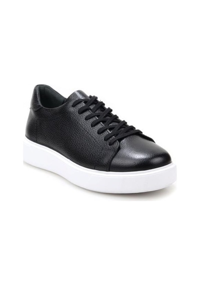 Papuçcity Babucci 110 Hakiki Deri Erkek Sneakers Spor Ayakkabı Siyah - Beyaz