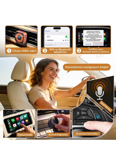 Sl-car02 4in1 Android Ve Apple Cihazlar Airplay Ve Mirrorlink Kablosuz Android Auto Ve Carplay