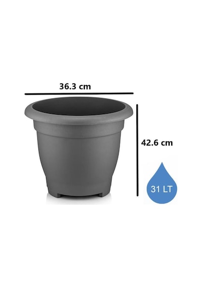 Omnipazar So-vhs7 Dekoratif Vaha Saksı İç Ve Dış Mekan 31 Litre No 7 Antrasit 116