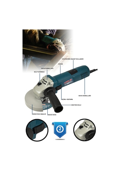 Assur ASR346 850 W 125 MM Avuç Taşlama Spiral Mavi