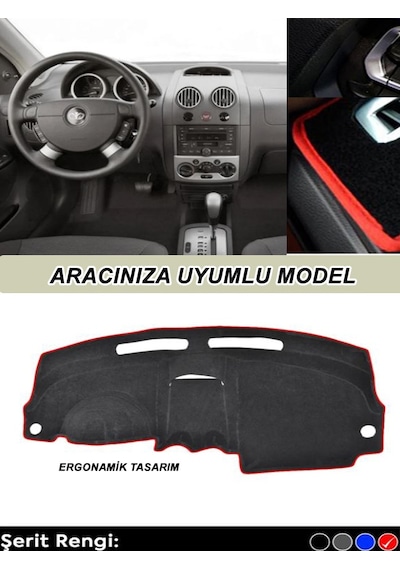 Mazda 626 1998-2000 3d Özel Yeni Torpido Koruma Kılıfı - Ön Göğüs Kaplama - Kırmızı Şerit