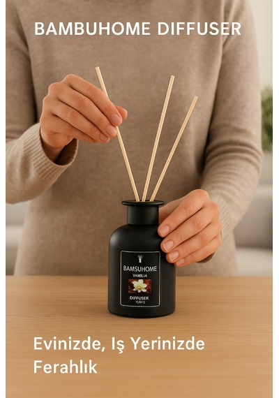 Bambuhome Dıffuser Oda Ofis Ortam Kokusu Vanilya 120 Ml Reed Dıffuser Vanilla