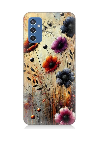 Samsung Galaxy M52 Uyumlu Rüzgarda Yalnız Çiçekler Desenli Silikon Kılıf Çok Renkli