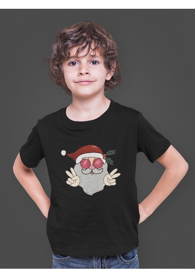 Bumeta Yılbaşı Santa Noel Baba Peace Çocuk Tişört T-shirt Siyah