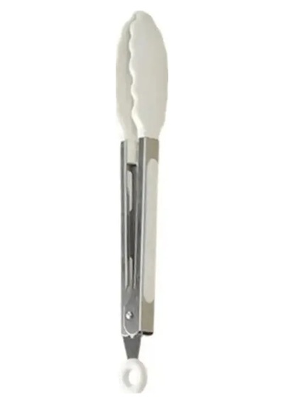 Silikon Uçlu Metal Servis Maşası Kremrengi 25 Cm Silikon Bej