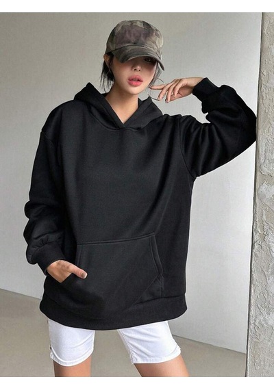 Fortune Stars Hırka - Siyah Baskılı Oversize Kapüşonlu Siyah