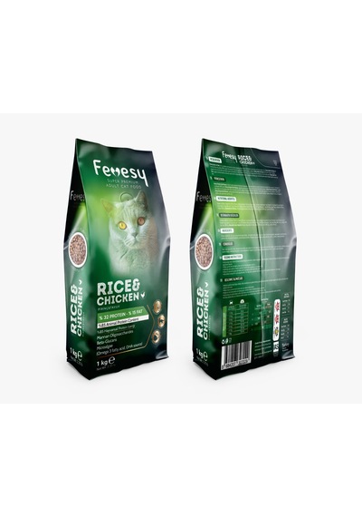 Fevesy Tavuk & Pirinçli Yetişkin Kedi Maması 1 KG