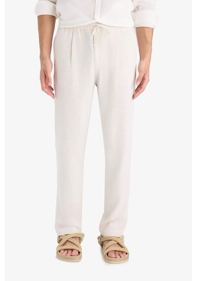Defacto Relax Fit Geniş Paça Keten Karışımlı Pantolon B1043ax25smbg228 Bej