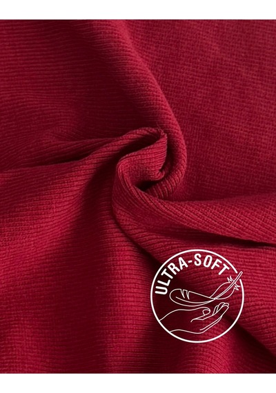 Alya Underwear Pamuklu Kaşkorse V Yaka Body Sweatshirt, Fitilli Kumaş Likralı Bluz, Asker Yeşili Badi Bordo