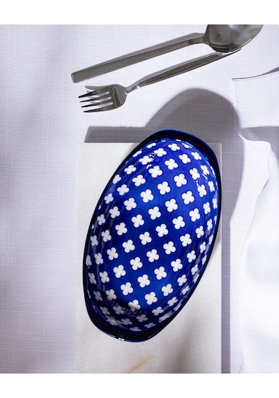 Madame Coco Reve Bleu Raye Oval Tabak - 22 Cm - Mavi/beyaz 8684427225820 Çok Renkli