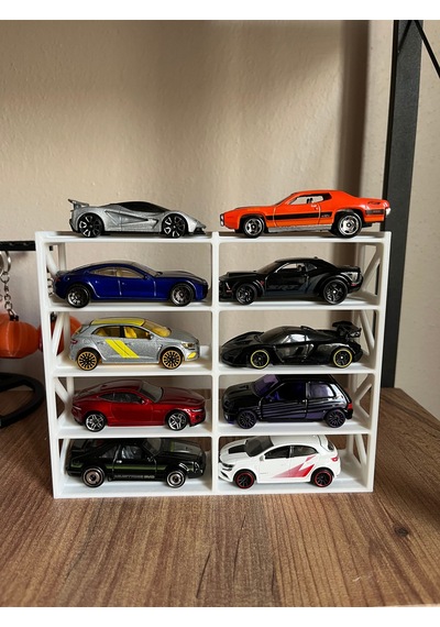 Hot Wheels Uyumlu 10 Araçlık Stand 1/64 Beyaz