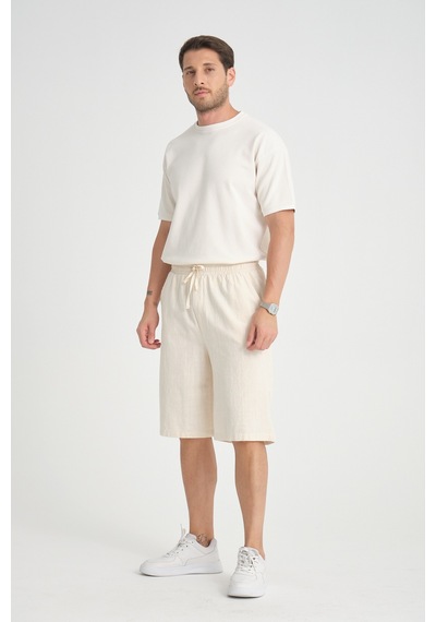 Redline Erkek Baggy Fit Rahat Kesim %100 Pamuk Yumuşak Dokulu Şort Kapri Bej
