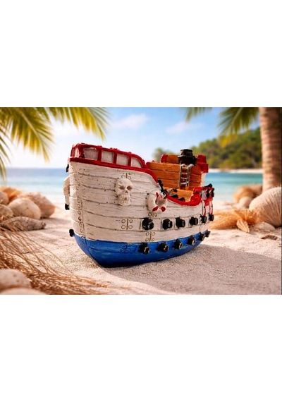 Vintage Korsan Hazine Gemisi Kitap Desteği El Yapımı Reçine Pirate Treasure Ship Bookend, Ev & Ofis Dekoru