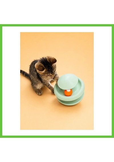 Bezos 3d Baskı İki Toplu Kedi Oyuncağı Kule Etkileşimli Kedi Oyun Kulesi Toplu Parkur - Yeşil Dmc