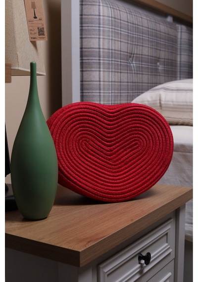 Jüt Hasır Sepet Oval Kapaklı Organizer 20x20 Kırmızı Kırmızı
