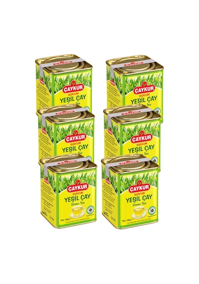 Burcum Yeşil Dökme Çay Teneke Kutu 100 Gr. Altılı Paket