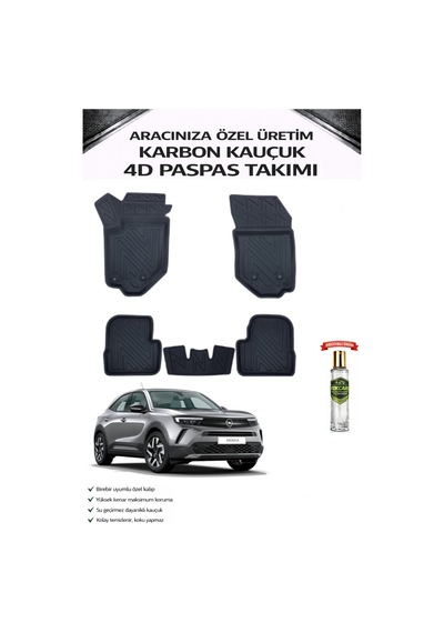 Opel Mokka 2022 Model Aracınıza Özel Karbon Kauçuk Paspas Takımı